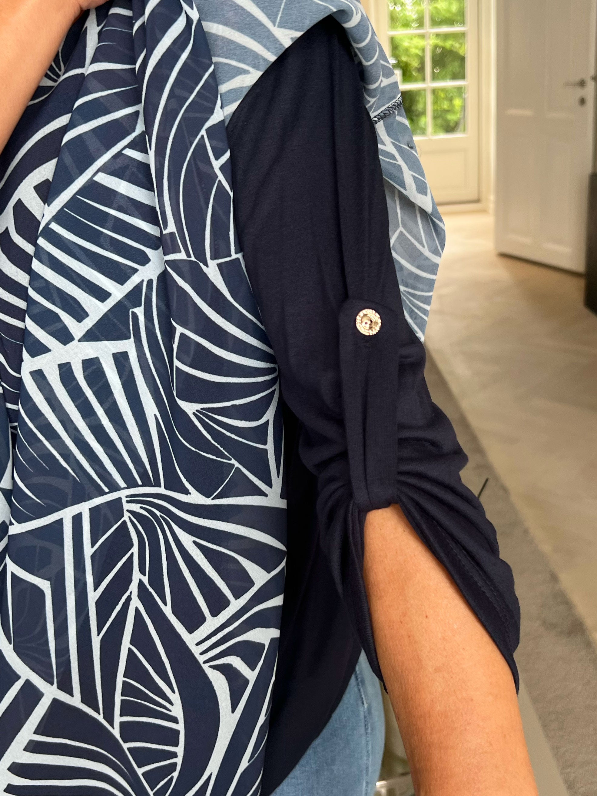 Kenya Pattern Shirt - Mönstrad tunika med chiffonglager